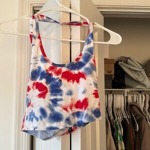 H&M red white and blue tie dye halter crop top
